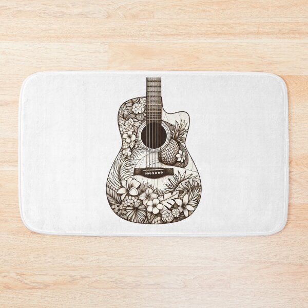 Item preview, Tropical Pineapple Plumeria Fern Design Acoustic Guitar Body designed and sold by HippieFarms11.