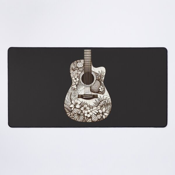 Item preview, Tropical Pineapple Plumeria Fern Design Acoustic Guitar Body designed and sold by HippieFarms11.