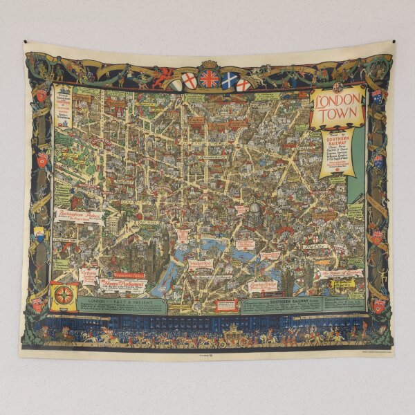 Item preview, Old Pictorial Map of London Birdseye View London 1938 Vintage designed and sold by cutesy.