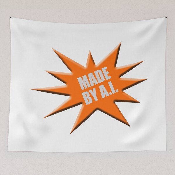 Item preview, Orange advertising star “Made by A.I”  designed and sold by funkyworm.