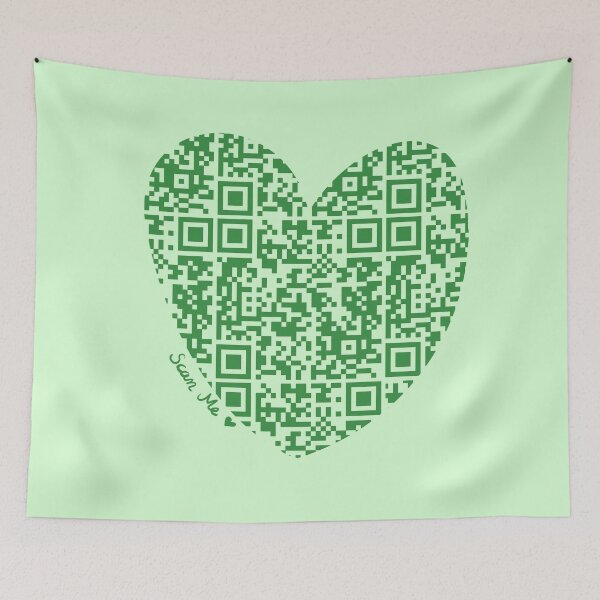 Item preview, Green Rick Astley Rickroll QR Code Heart Art designed and sold by Victoria Lehnard.