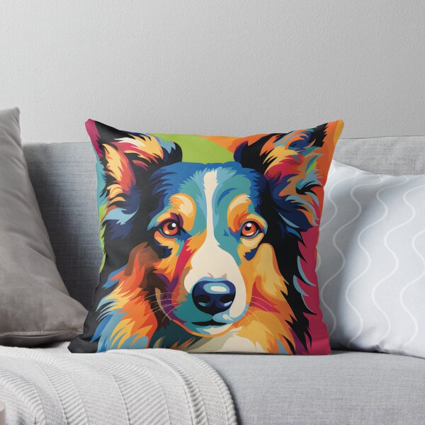 Item preview, Collie dog portraits drawing. animal colorful. Animal throw pillow.  designed and sold by formform.