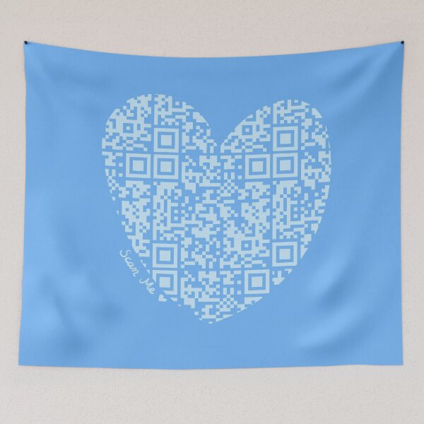 Item preview, Pastel Blue Rick Astley Rickroll QR Code Heart Art designed and sold by Victoria Lehnard.