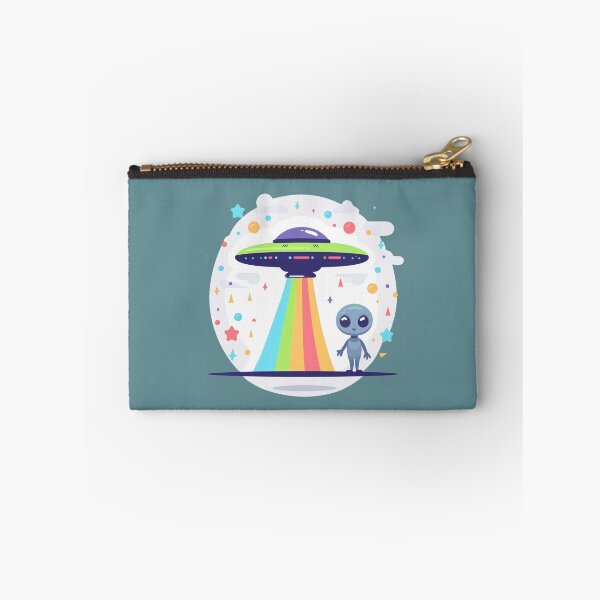 Item preview, Cute Gray Alien with colorful UFO designed and sold by wotsthis.