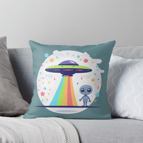 Item preview, Lindo alienígena gris con colorido OVNI designed and sold by wotsthis.