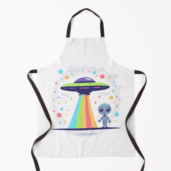 Item preview, Cute Gray Alien with colorful UFO designed and sold by wotsthis.