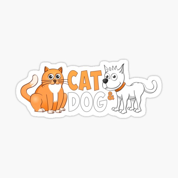 Cat and od dog illustration for all pet lovers.  Sticker