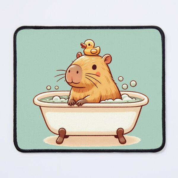 Item preview, Bubbly Capybara Bath Time with Rubber Ducky Adorable  designed and sold by Gay-Koala.