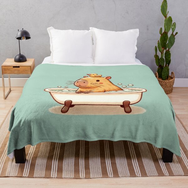 Item preview, Bubbly Capybara Bath Time with Rubber Ducky Adorable designed and sold by Gay-Koala.