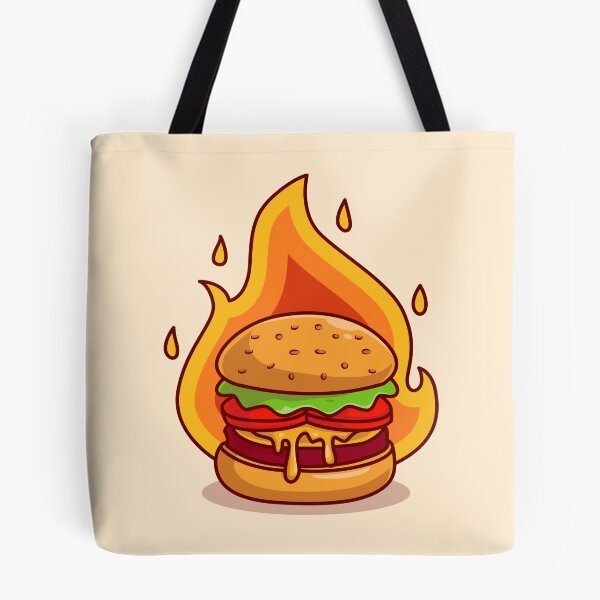 Item preview, Flaming Delight: Burger Cheese with Fire Cartoon designed and sold by hjian8219.
