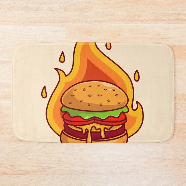 Item preview, Flaming Delight: Burger Cheese with Fire Cartoon designed and sold by hjian8219.