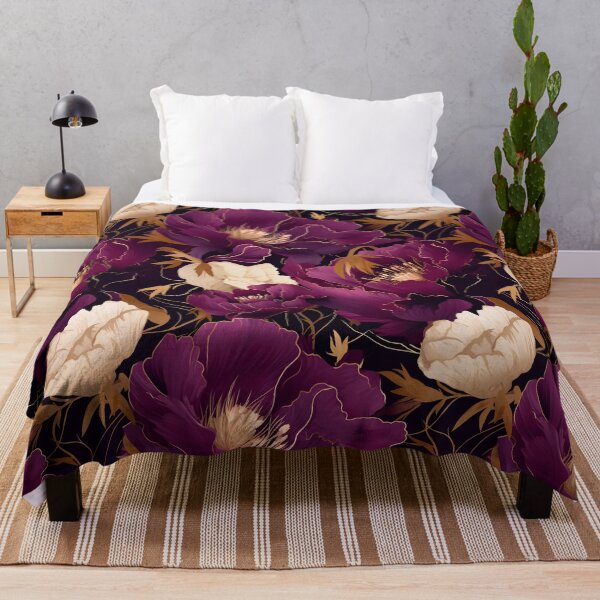 Item preview, Magenta and golden abstract peony flowers designed and sold by Ararat Shahinyan.