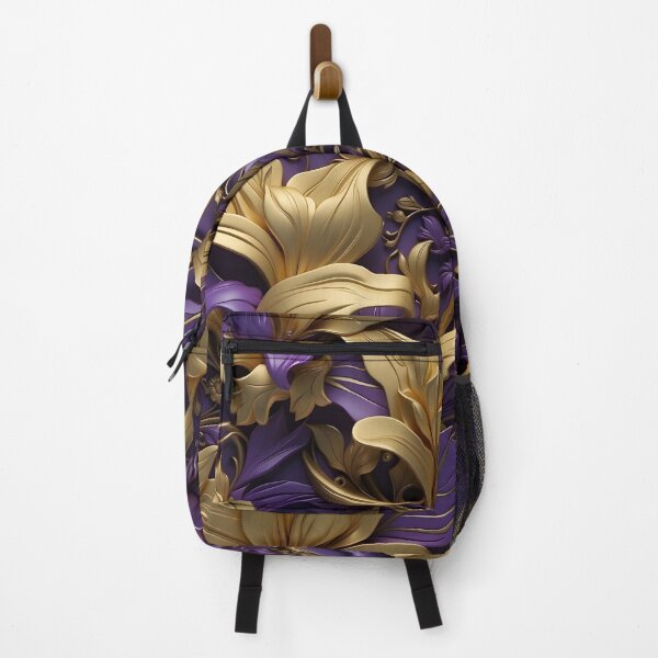 Item preview, Flowers and leaves in purple, black and gold - 3D relief #58 designed and sold by GoldenEraArt.