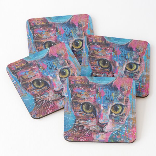 Artikelvorschau, Popart-Katze rosa blau entworfen und verkauft von Gaviani Design Studio.