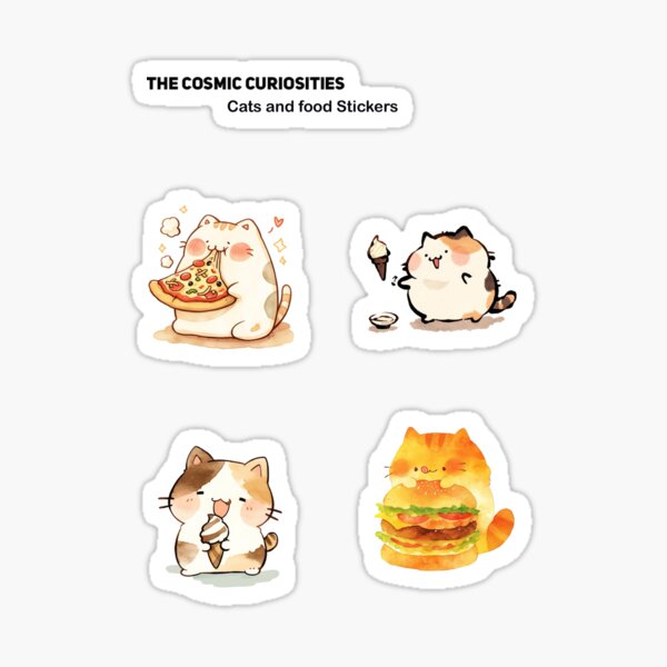 Cats and Food Stickers Set 3 Sticker