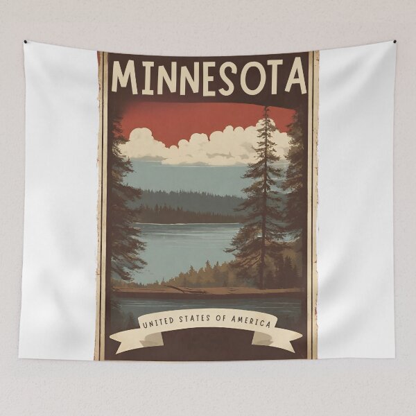 Item preview, Minnesota Vintage Poster Minnesota Woods USA States Lake Superior designed and sold by CyberArtistOne.