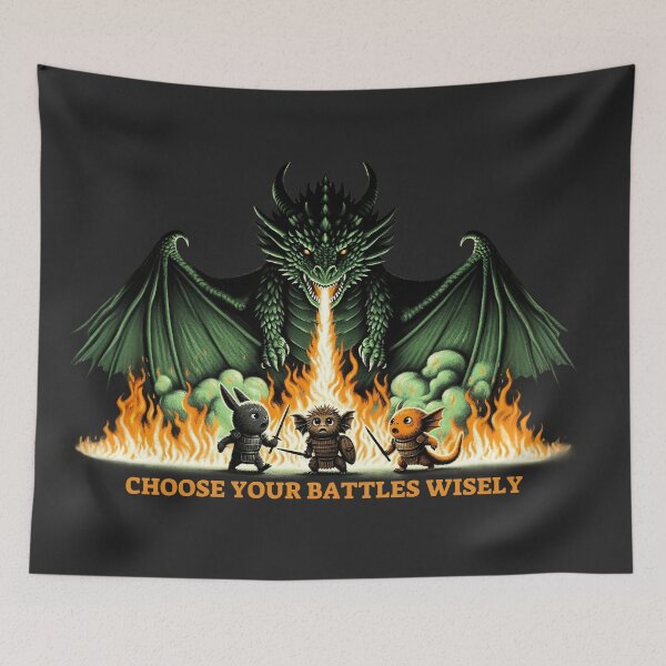 Item preview, Epic Confrontation - Fantasy Dragon and Warriors Illustration designed and sold by RuyaFab.
