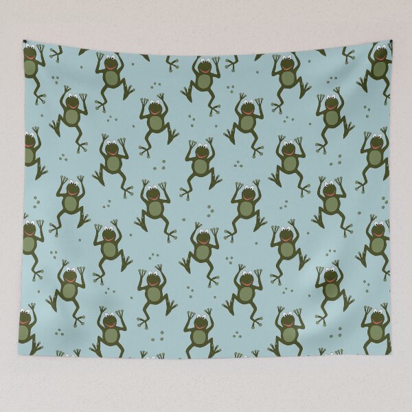 Item preview, happy jumping green frogs designed and sold by FrancesPoff.
