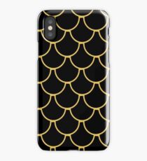 Black and gold mermaid scales iPhone Case