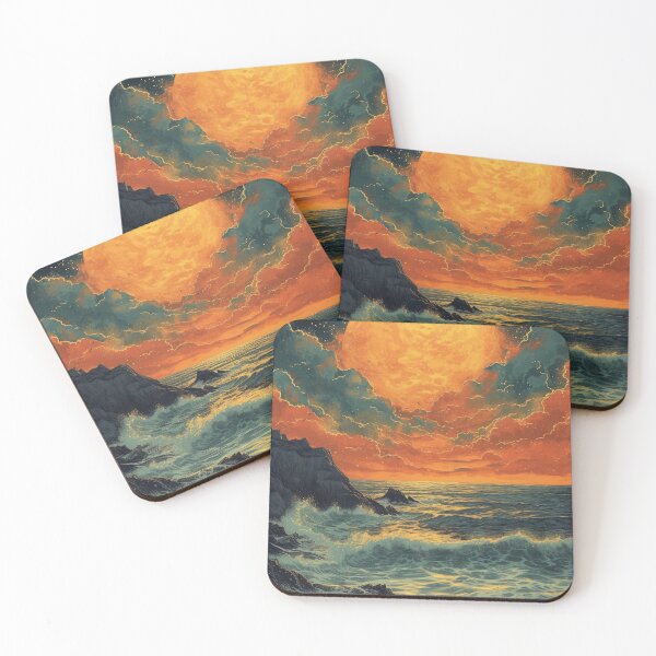 Item preview, Maritime moon waves sea ocean designed and sold by ArtHouseNiklas.