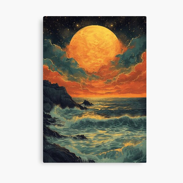 Item preview, Maritime moon waves sea ocean designed and sold by ArtHouseNiklas.