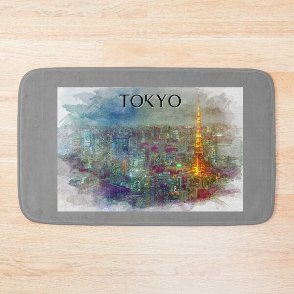 Item preview, ” Night Scape Tokyo  :watercolor painting " designed and sold by Wabi-SabiStudio.