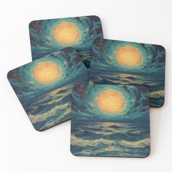 Item preview, Maritime moon waves sea ocean designed and sold by ArtHouseNiklas.