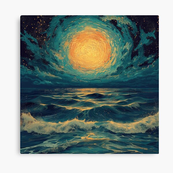 Item preview, Maritime moon waves sea ocean designed and sold by ArtHouseNiklas.