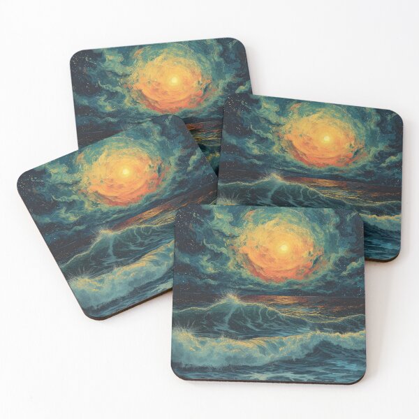 Item preview, Maritime moon waves sea ocean designed and sold by ArtHouseNiklas.