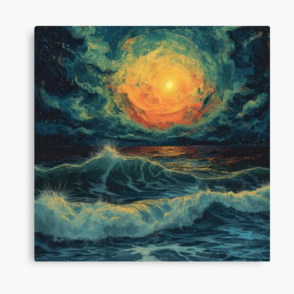 Item preview, Maritime moon waves sea ocean designed and sold by ArtHouseNiklas.