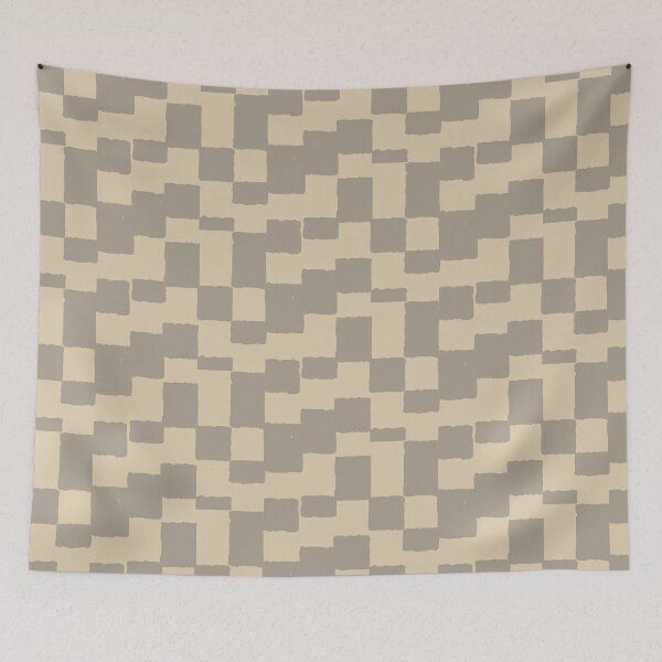 Item preview, irregular gingham pattern in taupe and ivory designed and sold by colorofmagic.