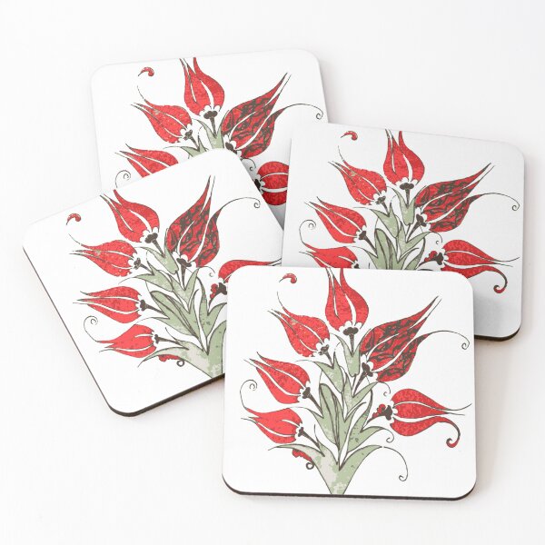 Item preview, Red Tulips In Artistic Ottoman Turkish Style designed and sold by taiche.