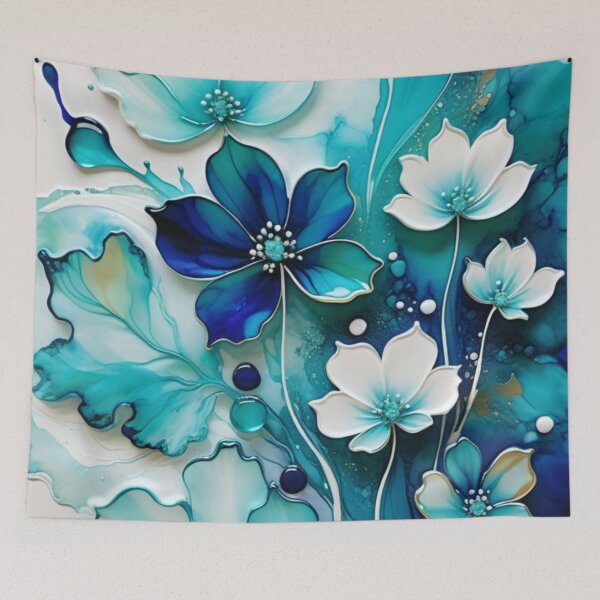 Item preview, Pretty Blue Flowers with Glossy Droplets 1 Vibrational Art designed and sold by JillyJ05.