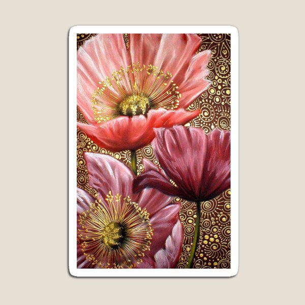Three Pink Poppies Magnet