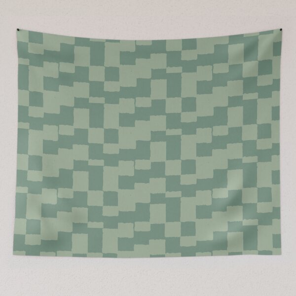 Item preview, irregular gingham pattern in shades of green designed and sold by colorofmagic.