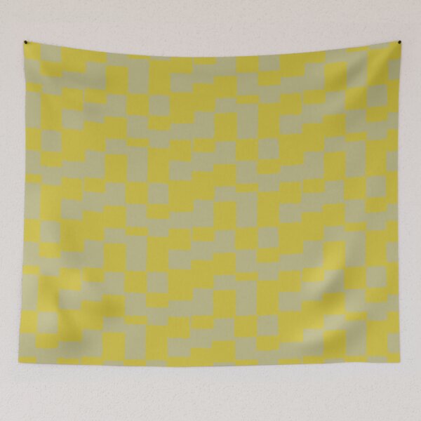 Item preview, irregular gingham pattern in mustard and sage green designed and sold by colorofmagic.
