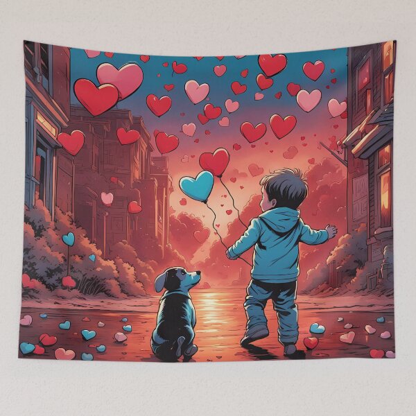 Item preview, Toddlers celebrating Valentines day with a puppy designed and sold by Colin Bentham.