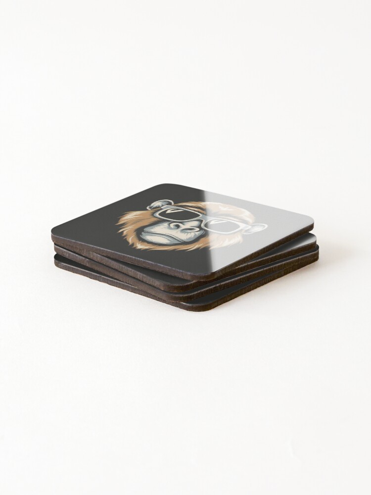 Thumbnail 4 of 5, Coasters (Set of 4), Stylish monkey designed and sold by RemonMichel.