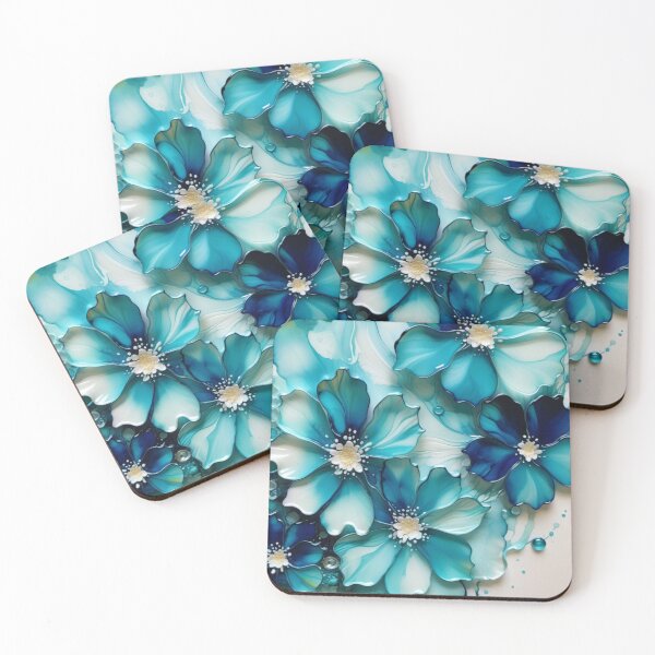 Item preview, Pretty Blue Flowers with Glossy Droplets 2 Vibrational Art designed and sold by JillyJ05.