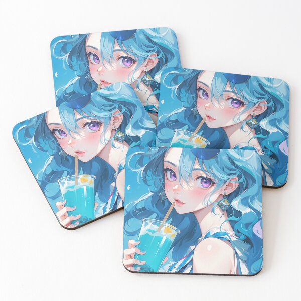 Item preview, anime girl drinking designed and sold by ShiroStore.