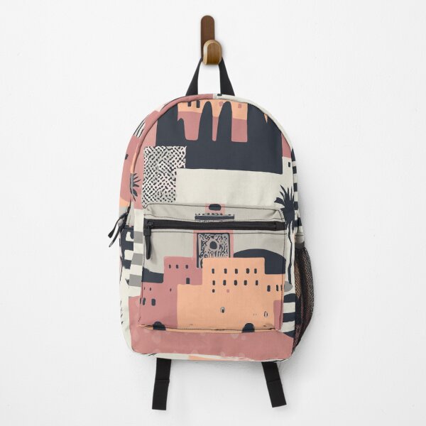 Item preview, Morocco modern bold abstract landscape in peachy and pink tones | Travel Africa designed and sold by Radiant-R-art.