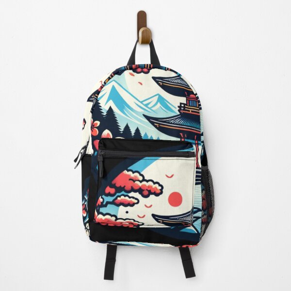 Item preview, Japanese landscape with cherry blossoms, pagoda, katana, modern style designed and sold by Pflugart.