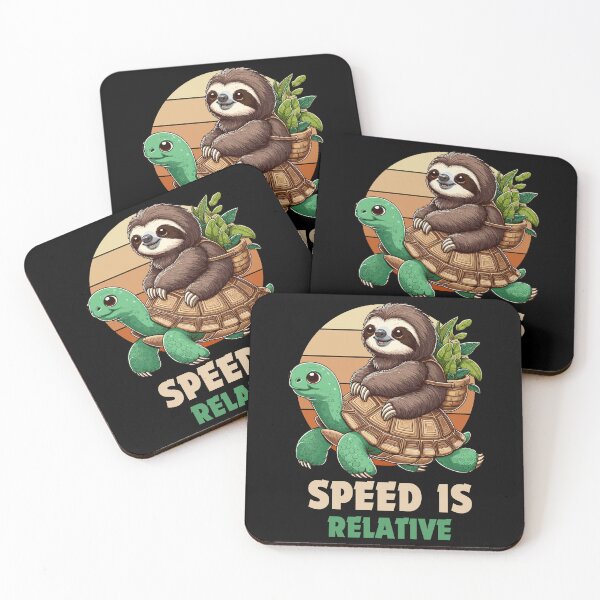 Item preview, Speed Is Relative - Sloth Riding Turtle designed and sold by Kawaii-n-Spice.