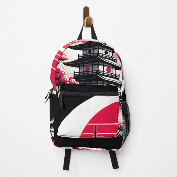 Item preview, Japanese landscape with pagoda, red sun, cherry blossoms, modern style designed and sold by Pflugart.