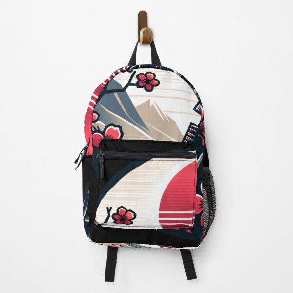 Item preview, Japanese landscape with samurai, red sun, cherry blossoms, modern style designed and sold by Pflugart.