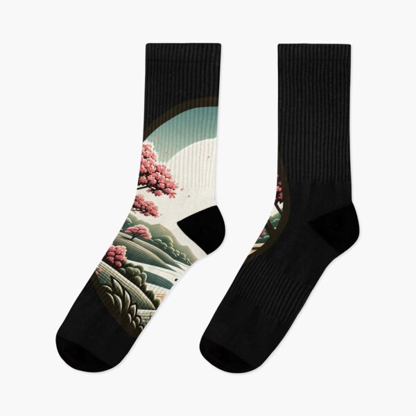 Item preview, Japanese landscape with samurai, katana, cherry blossoms, modern style designed and sold by Pflugart.