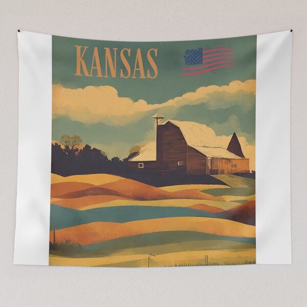 Item preview, Kansas Rustic Style Vintage Poster  designed and sold by CyberArtistOne.