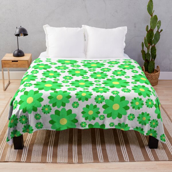 Item preview, Retro Boho Style Hippy Green Flower Floral Print Pattern designed and sold by MaedK.