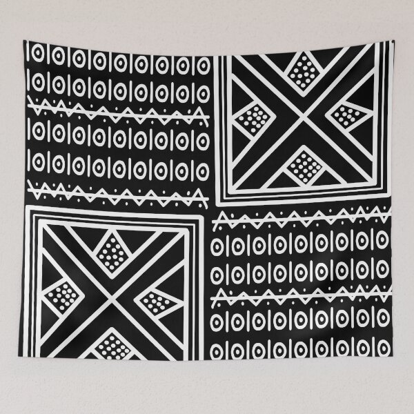 Item preview, African ethnic tribal bogolan black designed and sold by Wolagno.