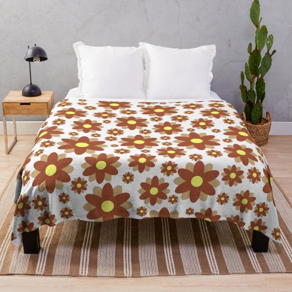 Item preview, Retro Boho Style Hippy Brown Flower Floral Print Pattern designed and sold by MaedK.